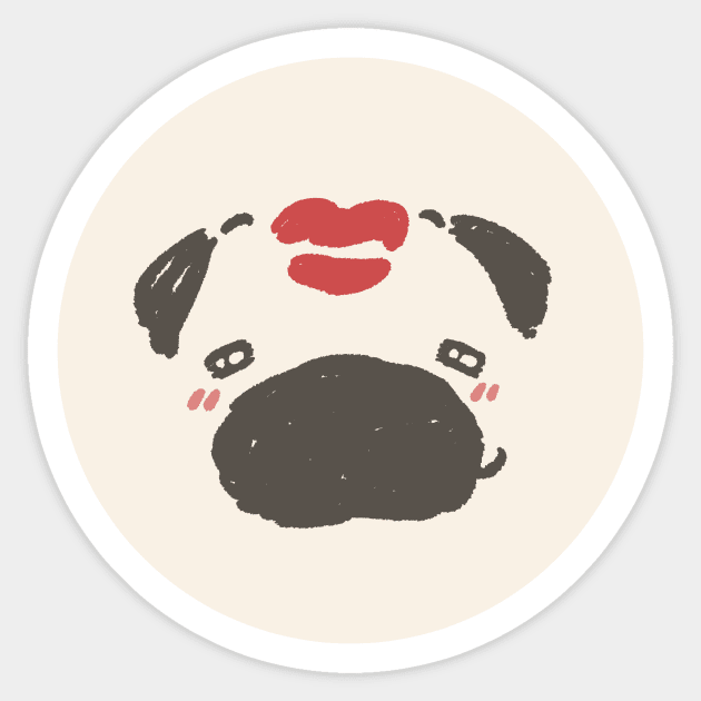 Pug and Kiss Sticker by nilstuff